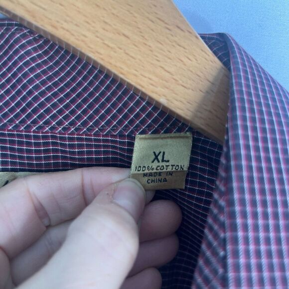 Roundtree & Yorke Gold Label Non Iron Subtle Plaid Cotton Button Front Size XL - Picture 4 of 10